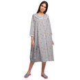 thumbnail image 2 of Moomaya Chemise de Nuit en Coton pour Femmes Imprimée à Col Rond avec Patte de Boutonnage, 2 of 6