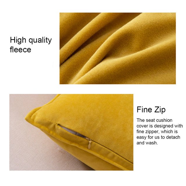 Seat Cushion Cover Solid Color Velvet Replacement Soft Decorative Reusable Zipper Sofa Pillow Case Accessories Grey 45x45cm