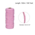 thumbnail image 2 of Unique Bargains Cotton Rope Twine String Twisted Braided Cord, Dark Pink 100m/109 Yard for Wall Hanging, Macrame Knotting, 2 of 7