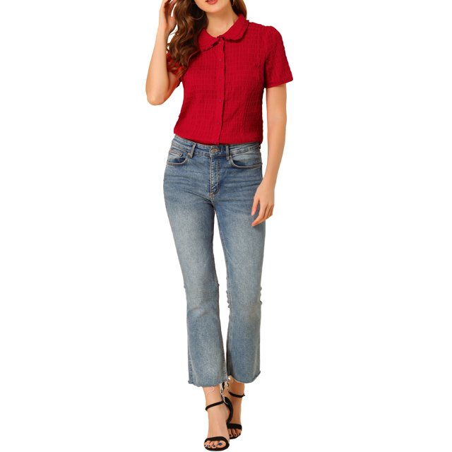 INSPIRE CHIC Chemise Douce pour Femme Vintage à Col Poupée Doux Boutonnée