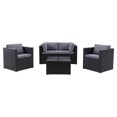 thumbnail image 1 of CorLiving Parksville 5-Piece Resin Wicker Rattan and Galvanized Steel Patio Conversation Set, 2 Armchairs, 1 Loveseat, 1 Coffee Table, Expandable, 1 of 9