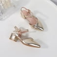 thumbnail image 3 of Gold Sandal Heels Hollow-Out Breathable Princess Sandals for Girls Spring/Summer Style Soft Sole Bow-Decorated for Medium and Large Children Small Heel Sandals, 3 of 6
