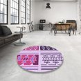 thumbnail image 4 of Ahgly Company Tapis Rond Lavable en Machine Intérieur Transitionnel Fleur Rose, 8 Pieds Rond, 4 of 7