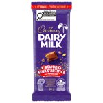 CADBURY DAIRY MILK Feu d'artifice, CADBURY DAIRY MILK Bar au chocolat au lait avec des morceaux enrobés de bonbons et des bonbons en popping, bar au chocolat 90 g
