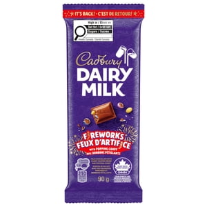 CADBURY DAIRY MILK Fireworks, CADBURY DAIRY MILK Milk Chocolate Bar with Candy Coated Pieces and Popping Candy, Chocolate Bar 90 g
