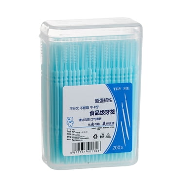 FcBaudy 200 Pcs Cure-Dents à Double Tête, Cure-Dents Jetables en Plastique pour le Nettoyage des Dents, Brosses Interdentaires Soins Buccaux Cure-Dents à Double Tête