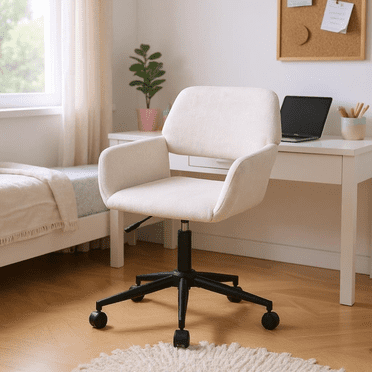 Chaise pivotante pour enfants Homy Casa avec accoudoirs, siège rembourré à hauteur réglable, tissu chenille beige