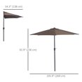 thumbnail image 3 of Outsunny 9ft Half Round Umbrella Outdoor Balcony Parasol w/ 5 Ribs Coffee, 3 of 10
