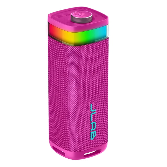 JLab JBuds Party Haut-Parleur Bluetooth Portable, 30 W, 12 Heures d'Écoute, Éclairage RVB, Anti-Éclaboussures, Rose