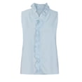 thumbnail image 4 of Women's Casual Solid Color Ruffle Collar Long Sleeve Ruffle Shirt Blouse V Neck Short Sleeve Shirt Tops, 4 of 8