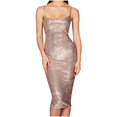 thumbnail image 1 of Pisexur Robes pour Femmes Col Rond Dos Nu Robe de Cocktail Mode Paillettes Scintillantes Robe de Soirée Boîte de Nuit Fête Robe Ajustée Robes de Retour à la Maison Élégante Robe d'Invitée de Mariage Tunique Robe Midi, 1 of 3