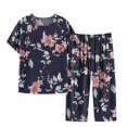 thumbnail image 1 of Penkiiy Womens Pajama Sets Pj Set Short Sleeve Top With Capri Pants Sleepwear 2 Piece Lounge Set 4XL Multicolor, 1 of 1