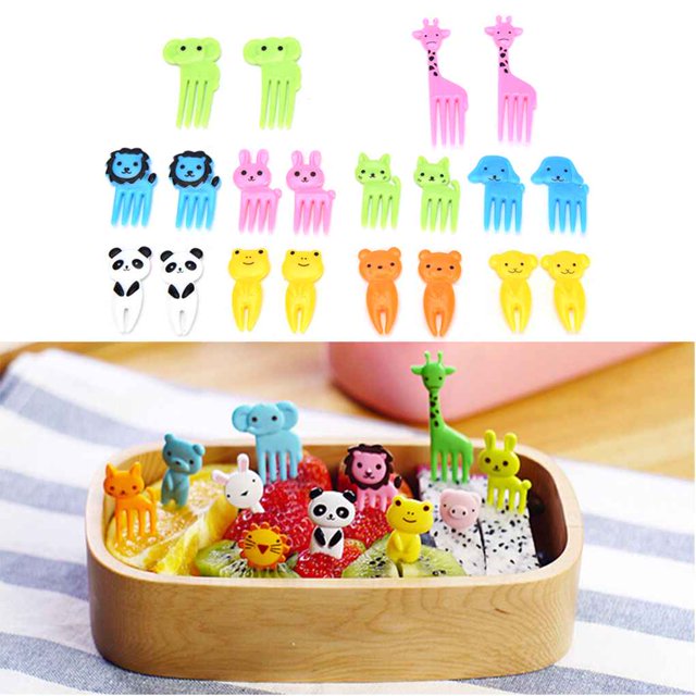 Baohd 10pcs Animal Fruit Fork Mini Cartoon Children Snack Cake Dessert Food Fruit Pick Toothpick Lunches Decor Random Color