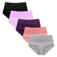 thumbnail image 1 of cfhntfmh 5pc Womens Cotton Underwear Stretchy High Waisted Plus Size Panties Breathable Solid Color Full Coverage Briefs, 1 of 6