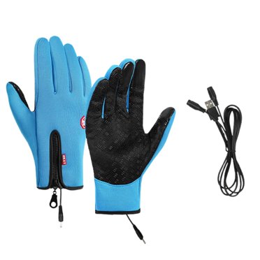GDREDA Gants Chauffants USB Unisexes d'Hiver Coupe-Vent Thermiques Gants de Cyclisme pour Sports de Plein Air et Activités par Temps Froid Bleu Ciel,m