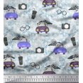 thumbnail image 1 of Soimoi Velvet Fabric Specs,Camera & Car Transport Print Fabric by Yard 58 Inch Wide, 1 of 3