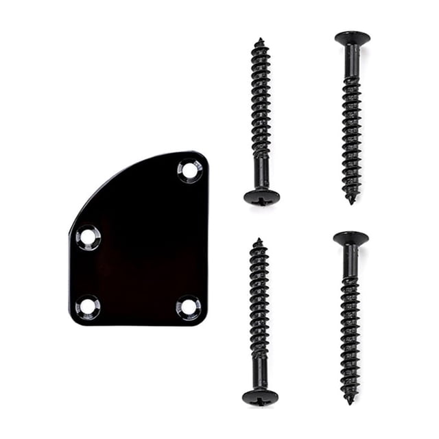 Maoww 4 Holes Guitar Neck Plate Mounting with Screws Instrument Repairing Board Maintenance Accessory Professional Learner Black