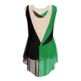 thumbnail image 4 of Yartina Children Girls Figure Skating Dance Bodysuit Color Block Ballet Leotard Dress Rhinestone Dancing Outfits Green 8, 4 of 7