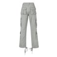 thumbnail image 4 of RKSTN Womns Pants Street Style Fashion Design Sense Multi Pocket Overalls Drawstring Elastic Low Waist Sports Pants Lightweight Soft Workout Pants, 4 of 5