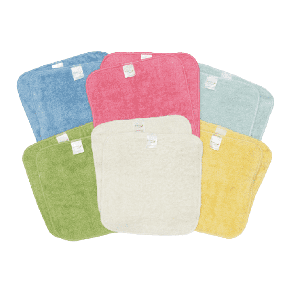 KaWaii Baby Washcloth Wipes, Extra Soft & Absorbent Baby Reusable Wipes, Bamboo & Organic Cotton 7.5" x 7.5" (Pack of 12 Wipes)