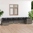 thumbnail image 1 of vidaXL 7 Piece Garden Lounge Set with Cushions Poly Rattan Grey, 1 of 5
