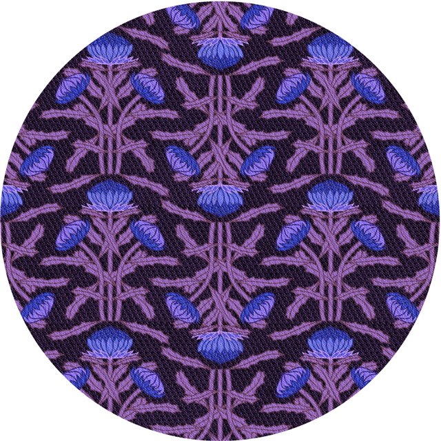 Ahgly Tapis Rond Lavable en Machine Intérieur Transitionnel Orchidée Foncée Violet, 3 Pieds Rond