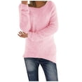 thumbnail image 1 of T-shirts à Col Rond à Manches Longues pour Femmes, Mode d'Automne, Hauts Western Tendance pour Dames, Tunique Ample, Hauts Grande Taille, Chandails Unis, Rose G, 1 of 4
