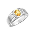 thumbnail image 3 of RYLOS Men's Rings Sterling Silver Classic 7X5MM Oval Gemstone & Diamond Ring Citrine November Birthstone Rings For Men, Silver Rings, Size 11, 3 of 7