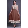 thumbnail image 2 of Bimba Robe Anarkali Damassée Brun Rose Foncé Col Mandarin Sans Manches Kurtis pour Femmes Robe Maxi à Imprimé Très Grande, 2 of 6