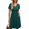 thumbnail image 4 of Ketyyh-chn99 Robe d'Été Robe Maxi Robe Droite Unie pour Vacances Robe à Enfiler Robe de Plage Vert,m, 4 of 5