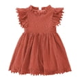 thumbnail image 1 of TopLLC Robe à Manches Courtes Col Rond Imprimé Floral pour Filles avec Manches Volantes Jupe Plissée pour Filles Été Jupe pour Enfants Robe Fille, 1 of 3