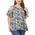 thumbnail image 1 of CHUANK Women‘s Plus Size Cold Shoulder Tunic Top Summer Short Sleeve Blouse, 1 of 7