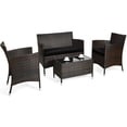thumbnail image 3 of Patiojoy 4PCS Patio Rattan Wicker Furniture Set Sofa Chair Table Set W/ Black Cushions, 3 of 9