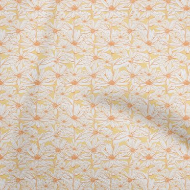 oneOone Cotton Poplin Yellow Fabric Floral Sewing Craft Projects Fabric Prints By Yard 56 Inch Wide