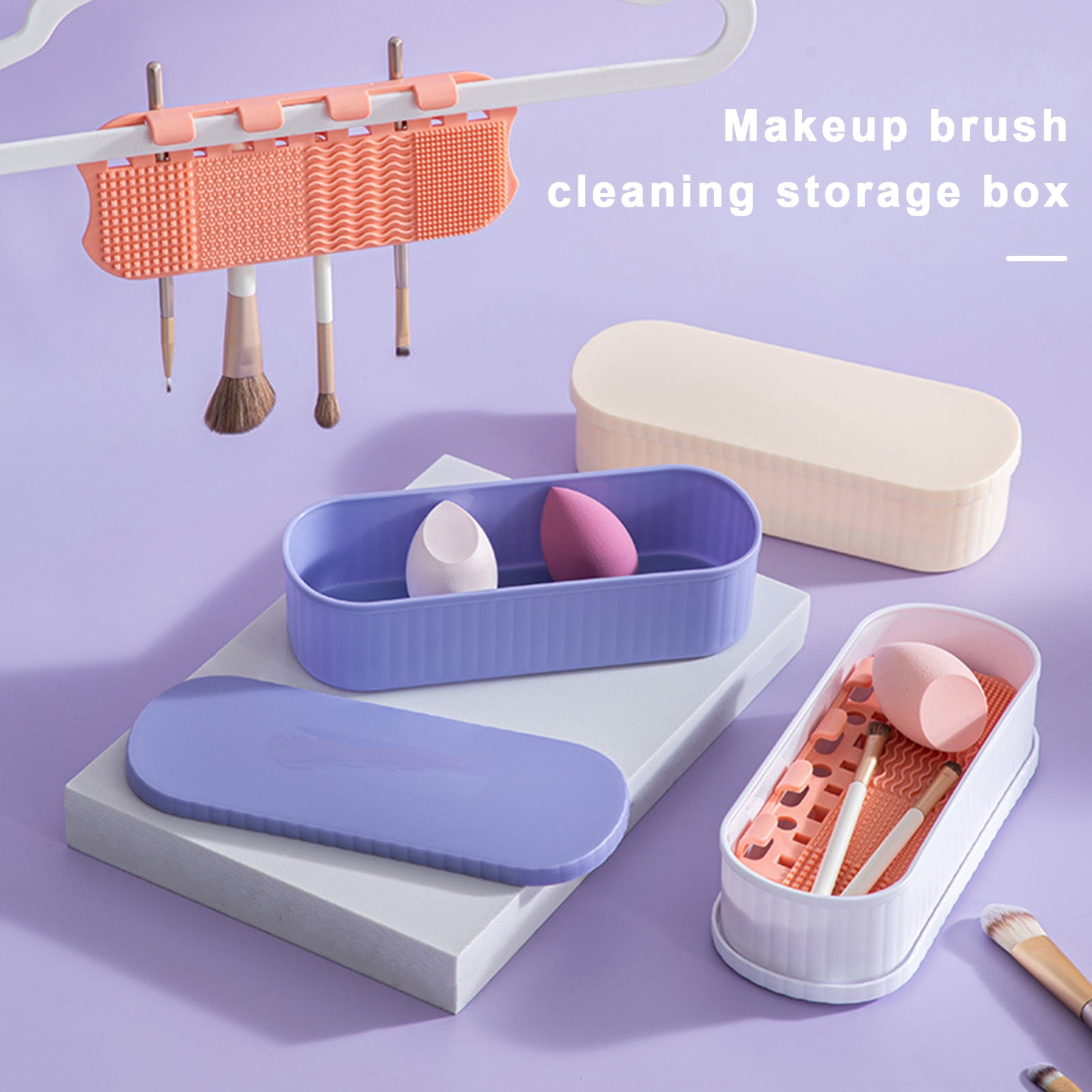 Makeup Brush Storage Box Portable Brush Storage Organizer Cosmetic Brush Washer Machine Eyebrow Pencil Makeup Tools