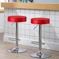 thumbnail image 3 of Giantex Tabouret de Bar 2 Pcs, Tabouret de Bar Rond Moderne Pivotant Sans Dossier, Chaise de Bar Sans Accoudoirs en Cuir PU avec Hauteur Réglable, Repose-Pieds Chromé, Cadre en Métal Robuste pour Cuisine Salle à Manger Salon Bistro Pub, Rouge, 3 of 8
