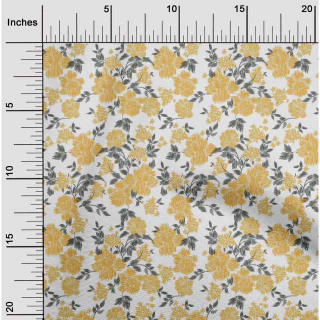 oneOone Polyester Lycra Fabric Leaves & Floral Ikat Print Fabric BTY 56 Inch Wide