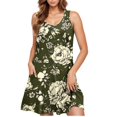 thumbnail image 1 of Ovzne Robes Grande Taille pour Femmes aux Formes Robe de Plage Robe Décontractée pour Femme Dégradé Sans Manches Col Ras du Cou Robe à Imprimé Robe de Vacances Imprimée Liquidation, 1 of 5