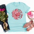 thumbnail image 1 of Meichang T-Shirts Joyeuse Saint-Valentin pour Femmes Imprimé Cœur Mignon Hauts Col Rond Manches Courtes T-Shirts de Vacances Saint-Valentin, 1 of 4