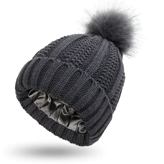 Vaidha Elastic Ribbed Knit Hat For Hair Protection Protects The Hairstyle With A And Elastic Satin Knit Hat That Is Loose And Warm