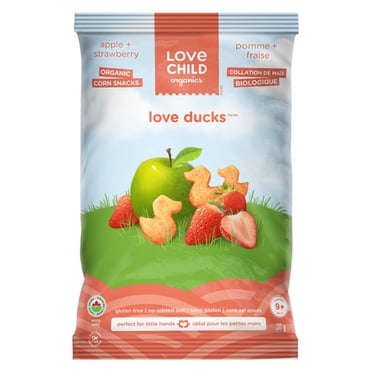 Love Child Organics Love Ducks Apple + Strawberry Corn Snacks 30g Bag