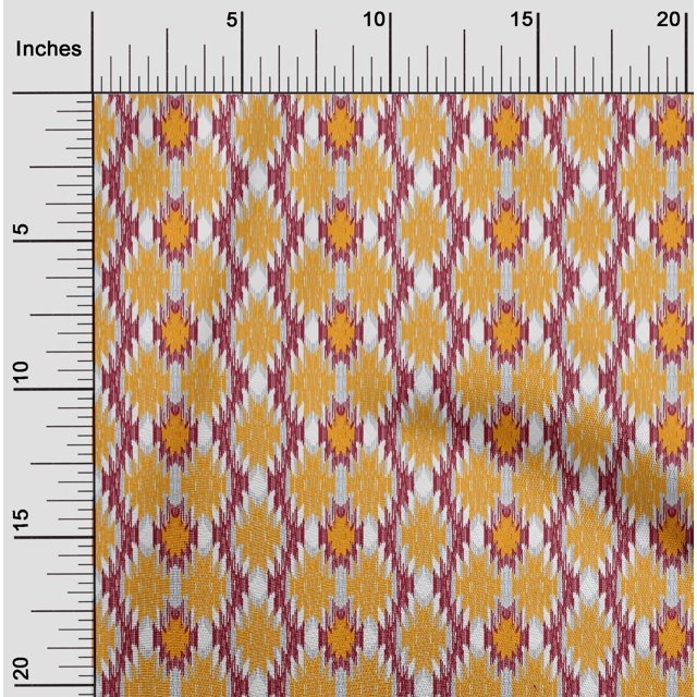oneOone Organic Cotton Voile Fabric Aztec Ikat Print Fabric BTY 42 Inch Wide