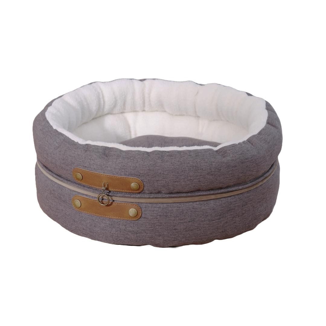 Home4Cat Round Dog Bed - Cat Bed, Gray, 17.7" x 17.7"
