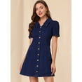 thumbnail image 4 of INSPIRE CHIC Robe en Denim Évasée pour Femme, Couleur Unie, Col Rabattu, 4 of 6