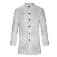 thumbnail image 4 of LOVZFMLL Jackets for Men's Woolen Printed Coat Standing Collar Woolen Windbreaker Long Sleeved Button Cardigan Jacket, 4 of 5