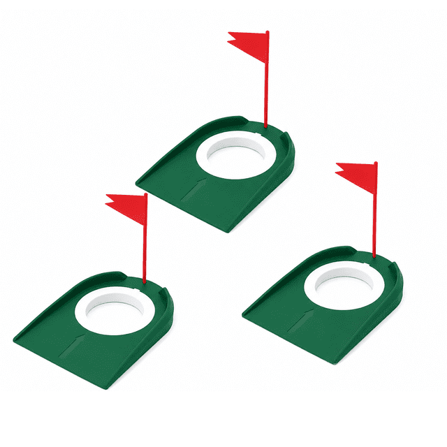 QualitChoice Golf Hole Mini Golf Course Yard Cups Includes Complete Set With Numbered Flags For Personalized Practice Puttees red*3