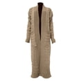 thumbnail image 4 of Comdrip Long Cardigans for Women! Long Cardigans for Women Open Front Cable Knit Cardigan Open Front Oversized Draped Sweater Outerwear Fall Cardigans for Women Khaki M, 4 of 4