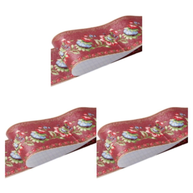 Thinsony Wood Marbling SelfAdhesive Skirting Line Exquisite Workmanship And Retro Fashion And Environmentally Friendly PVC red lantern flower 3Set