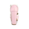 thumbnail image 2 of BLISSFUL STEP Chaussures de Rentrée pour Femmes à Bride en T avec Nœud, Talon Bloc Vintage, Talons Plateforme, Rose 8, 2 of 7