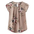thumbnail image 2 of Chemisier Femme Décontracté Col Rond Chemise Fleur Plissée Ajustée Imprimé Manches Courtes Haut Blouses pour Femmes Tenue de Bureau Décontractée en Liquidation, 2 of 6